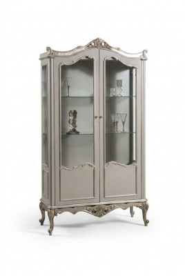 Lichtgrijze vitrine Barok Rococo kast Glazen kast Vitrines Klassiek