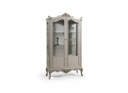 Lichtgrijze vitrine Barok Rococo kast Glazen kast Vitrines Klassiek