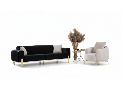 Luxe bankstel set Bankstel 331 zitbank banken fauteuil stof 3-delige sets Nieuw.