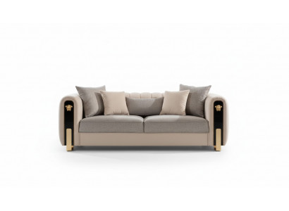 Luxe gestoffeerde 3-zitsbank in beige in eigentijdse stijl