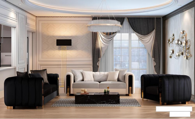 Medusa driezitsbank 3-zitsbank Bankstellen Banken Luxe bekleding Bank Zwart Stof