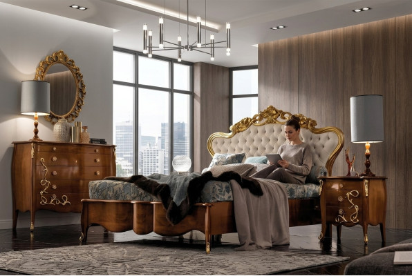 Beddengoed Bed Luxe Klassieke Slaapkamer Hotelbed Barok Meubels Hout