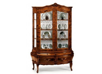 Massief houten dressoir met 2 laden en glazen deuren Eetkamer dressoir Woonkamer