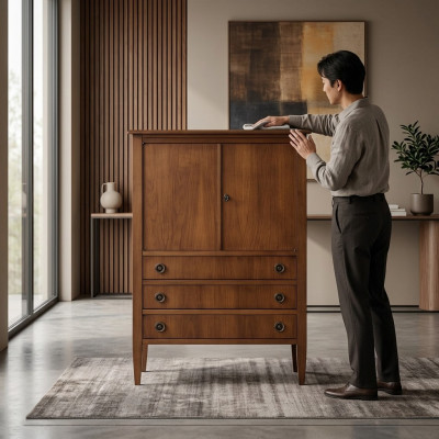 Kast Bar Barkast Vitrine Woonkamer Designer Plank Meubels Hout Huis Muur