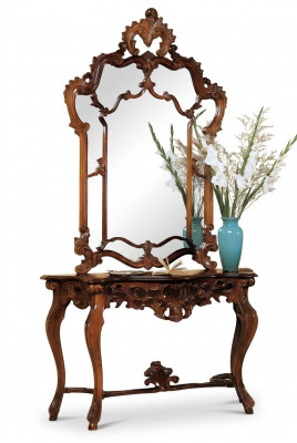 Console + Mirror Designer Console Table Wooden Table Console Luxury Set 2 pieces.