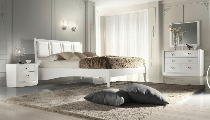 Slaapkamer Bed Nachtkastje Commode Spiegel Set Groep Hout Luxe 5-delig