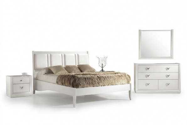 Slaapkamer Bed Nachtkastje Commode Spiegel Set Groep Hout Luxe 5-delig