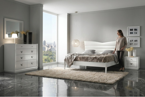 Garnituur Set 4-delig Slaapkamer Bed Nachtkastje Commode Groep Tweepersoonsbedden Luxe