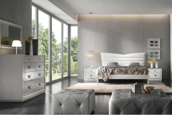 Garnituur Set 4-delig Slaapkamer Bed Nachtkastje Commode Groep Tweepersoonsbedden Luxe