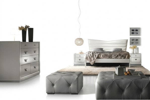 Garnituur Set 4-delig Slaapkamer Bed Nachtkastje Commode Groep Tweepersoonsbedden Luxe