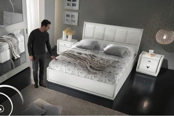 Garnituur Set 3-delig Slaapkamer Bed Nachtkast Groep Tweepersoonsbed Luxe Bedden