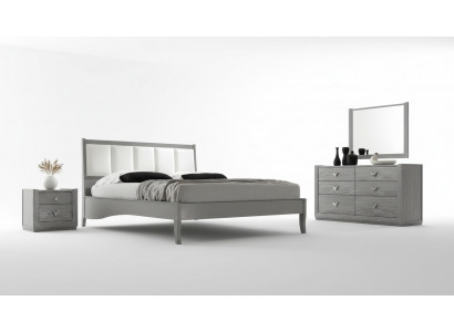 Slaapkamer Bed Nachtkastje Bedden Hout Groep Tweepersoons Design Meubelset Set 3-delig.