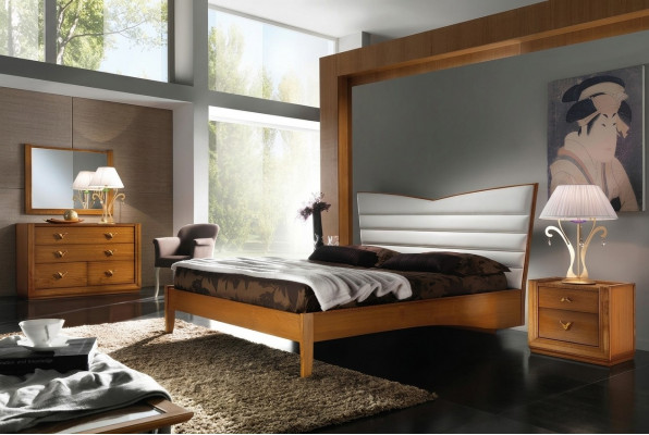 Luxe set slaapkamer bed nachtkastje dubbele hotelbedden gestoffeerd design 3-delig.
