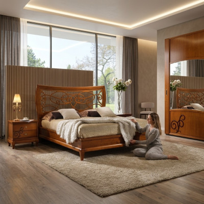 Bedbekleding Luxe Design Bedden Tweepersoonsbed Hotel Bedframe Dubbel Houten Meubels