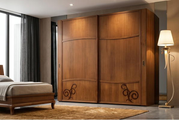 Kledingkast schuifdeuren slaapkamer kast muur kasten hout zweefdeuren