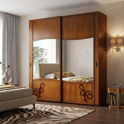 Kast kledingkast met schuifdeuren slaapkamer wandkasten hout spiegel