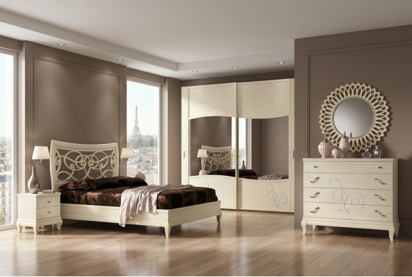 Slaapkamer Bed Nachtkastje Kledingkast Commode Spiegel Groep Nieuw Set 6-delig.