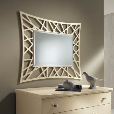Spiegel Hangspiegel Hout Modern Wandspiegel Meubels Spieglein Design 90x90 Nieuw
