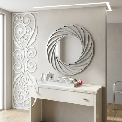 Spiegel Hangspiegel Hout Modern Wandspiegel Meubels Spiegelontwerp 90x90 Nieuw