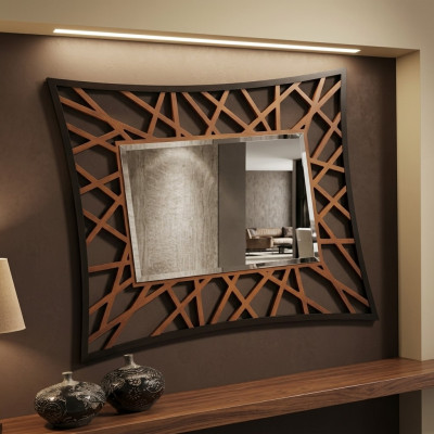Spiegel Hangspiegel Hout Modern Wandspiegel Meubels Design 111x89 Nieuw