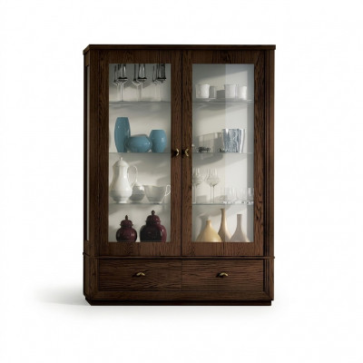 Vitrine Luxe etalage Vitrines Glazen kast Modern Hout Grijs Plank Dressoir