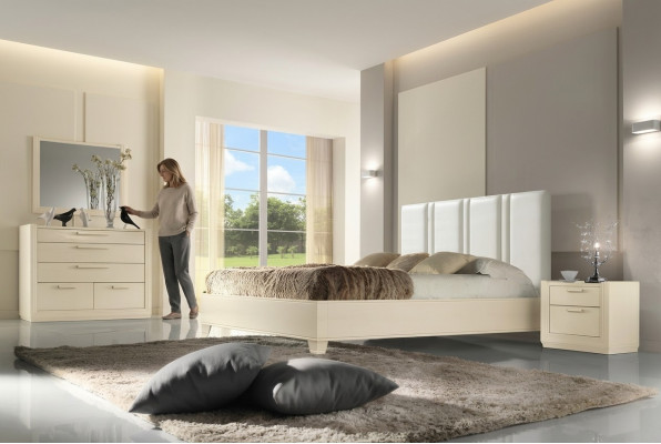 Tweepersoonsbedden Modern bedframe Bedden Bed Hout Bekleding Design Hotel Tweepersoons
