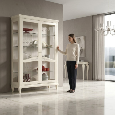 Luxe etalage vitrine vitrines glazen kast houten rek modern kasten nieuw