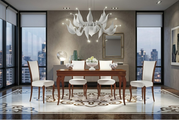 Luxe eettafel tafel tafels hout modern design uittrekbaar eetkamer Italië