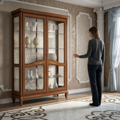 Vitrine Luxe etalage Vitrines Glazen Kast Houten Plank Modern Kasten Nieuw