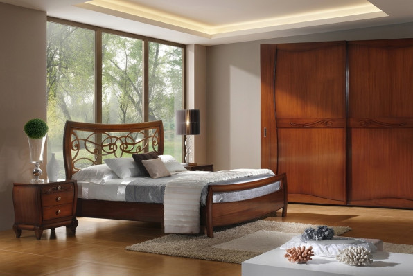 Slaapkamer Bed Nachtkastje Bedden Tweepersoons Hotel Design Houten Set van 3 stuks.