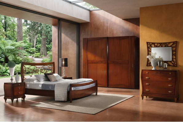 Luxury set slaapkamer bed nachtkastje kledingkast ladekast spiegel nieuw 6-delig