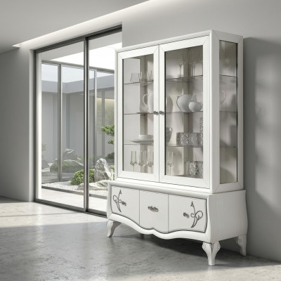 Luxe vitrine glazen kast antieke stijl modern houten vitrines Italiaanse meubels