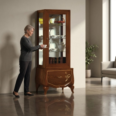Vitrine Etalage Vitrines Glas Kast Antieke Stijl Modern Hout Design Meubelen