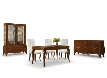 Eetkamer Eettafel Stoel Dressoir Vitrine Groep Eet Houten Set Nieuw 7-delig.