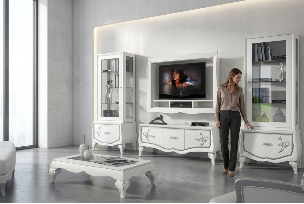 Garnituur rtv Set 4-delig. Woonkamer TV lage kast Vitrine Dressoir Kast Design Nieuw