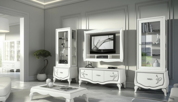 Garnituur rtv Set 4-delig. Woonkamer TV lage kast Vitrine Dressoir Kast Design Nieuw