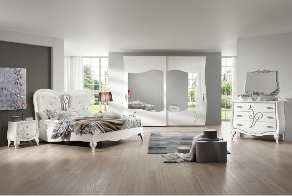 Slaapkamer Bed Nachtkastje Kledingkast Commode Spiegel Nieuwe 6-delige Luxe Set
