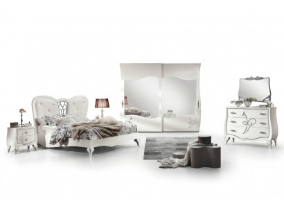 Slaapkamer Bed Nachtkastje Kledingkast Commode Spiegel Nieuwe 6-delige Luxe Set