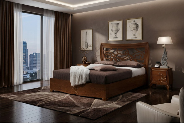 Tweepersoonsbed Bedden Bedframe Bed Hout Dubbel Slaapkamer Bruin Modern 160x200
