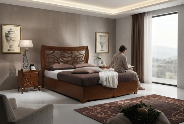 Slaapkamer Bed Nachtkastje Beddengoed Houten Bedframe Luxe Nieuwe Set 3-delig.