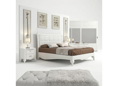 Slaapkamer Bed Nachtkastje Bedden Dubbel Hout Ontwerper Modern Nieuw Set 3-delig