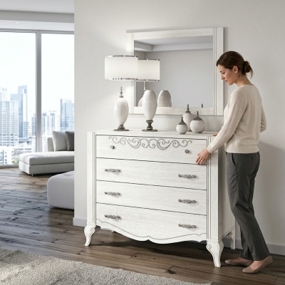 Luxe set 2-delig. Dressoir Spiegelgroep Houten console Kommode Kast Modern Nieuw