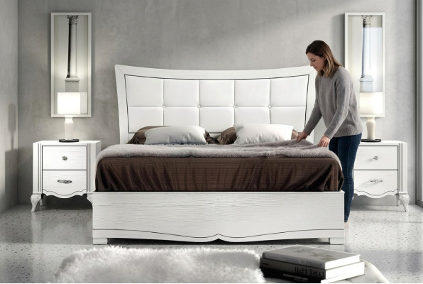 Tweepersoonsbed Bedden Bed Bekleding Houten Designer Tweepersoons Bedframe Wit Bedframes