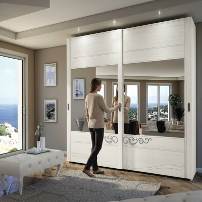 Kledingkast Kast Plank Opslagkapstok Modern Spiegel Hout Ontwerp