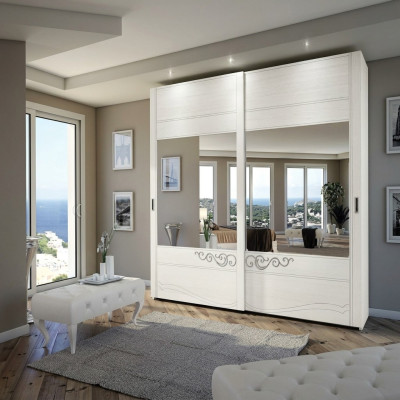 Kledingkast Kast Plank Opslagkapstok Modern Spiegel Hout Ontwerp