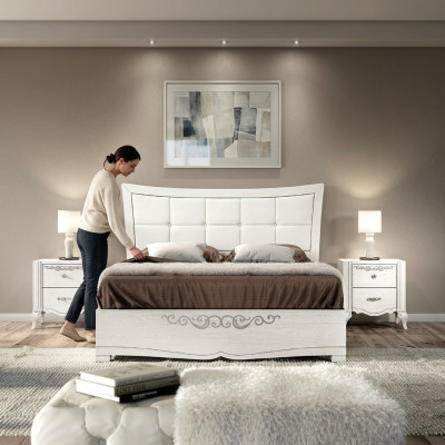 Tweepersoonsbed Bed Luxe Bedden Houten Bedframes Bedframe Wit Design Modern Nieuw