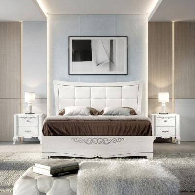 Tweepersoonsbed Bed Luxe Bedden Houten Bedframes Bedframe Wit Design Modern Nieuw