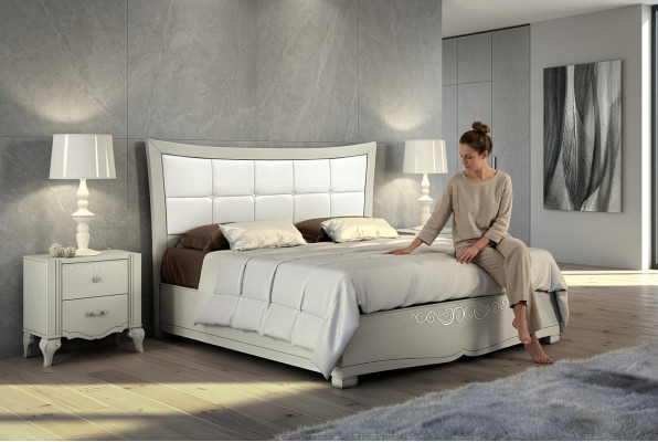 Luxus set 3-delig slaapkamer bed nachtkastje bedden set hout dubbel modern