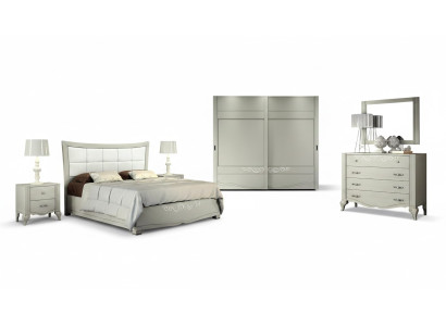 Luxe set 6-delig slaapkamer bed nachtkastje kledingkast ladekast spiegel hout