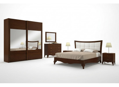 Set 6-delig slaapkamer bed nachtkastje kledingkast commode spiegel set